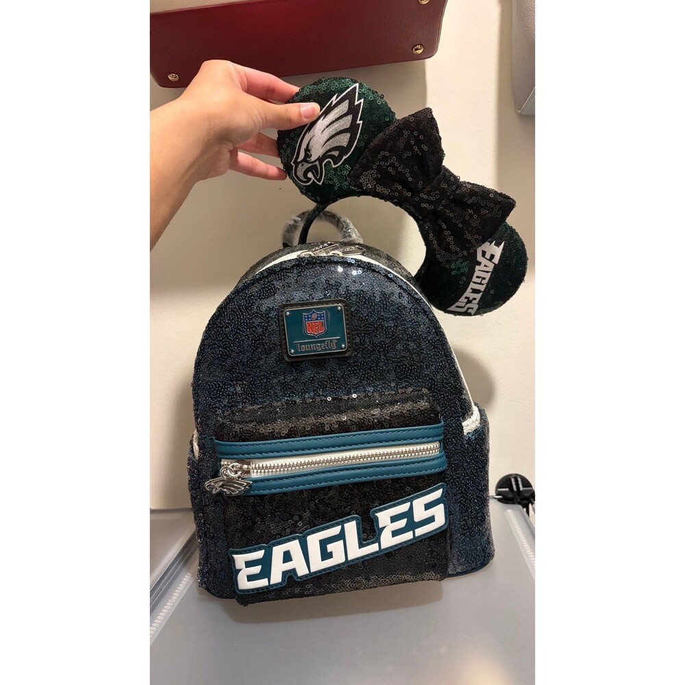 Loungefly eagles sequin nwt backpack and custom ears